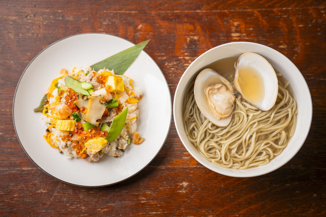 ひな祭りの雛ちらしとはまぐり蕎麦